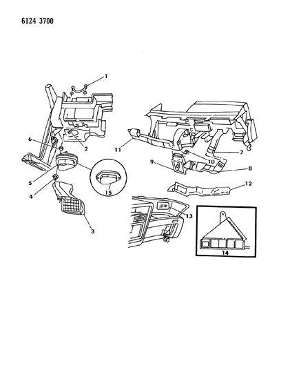 1986 Chrysler LeBaron Air Distribution Ducts, Outlets, Louver Diagram