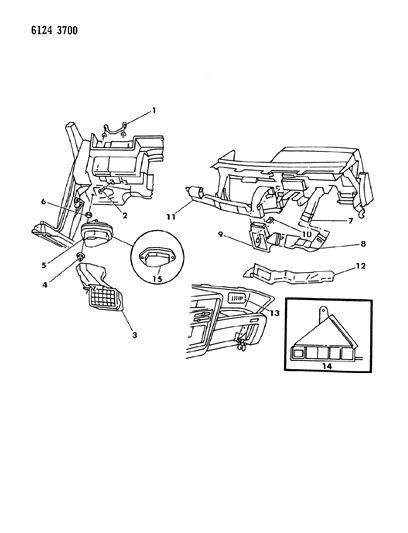 1986 Chrysler LeBaron GTS Air Distribution Ducts, Outlets, Louver Diagram
