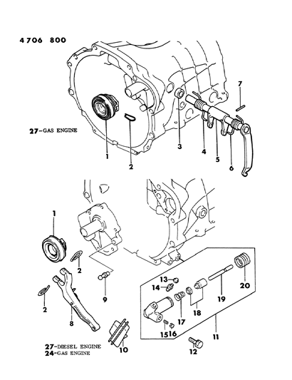 1984 Dodge Colt Controls, Clutch Diagram 1