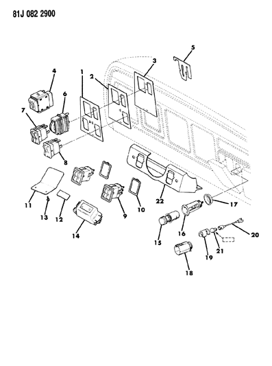 1986 Jeep J10 Instrument Panel - Switches Diagram