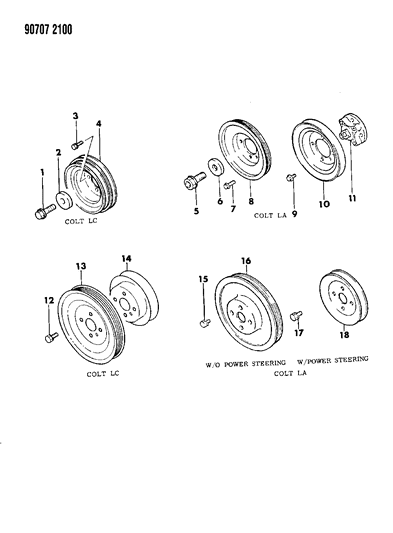 1990 Dodge Colt Drive Pulleys Diagram 1