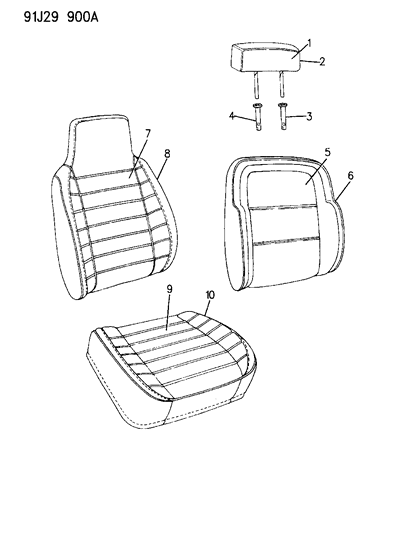 1993 Jeep Grand Wagoneer Seat Covers & Seat Assemblies - Front Seat Diagram