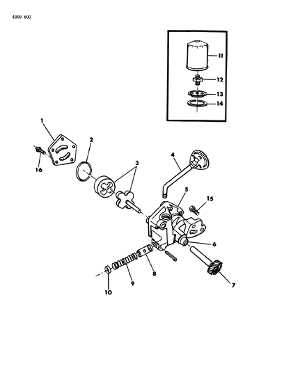 1984 Dodge Ram Wagon Oil Pump & Oil Filter Diagram 2