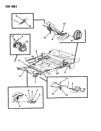 1989 Chrysler New Yorker Cable, Parking Brake Diagram