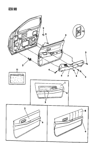 1988 Dodge Daytona Panel - Door Trim Diagram