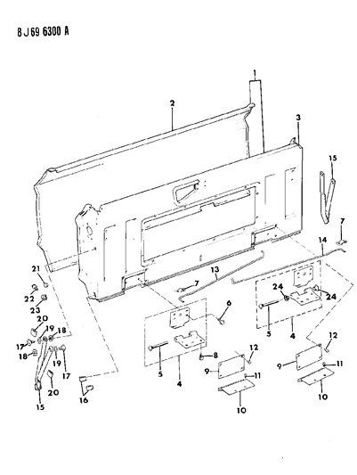 1987 Jeep Grand Wagoneer Tailgate & Hinges Diagram