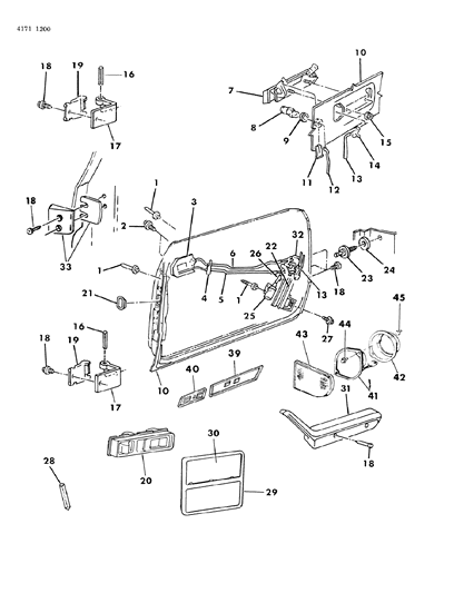 1984 Chrysler Executive Sedan Door, Front Shell, Handles And Controls Diagram 1