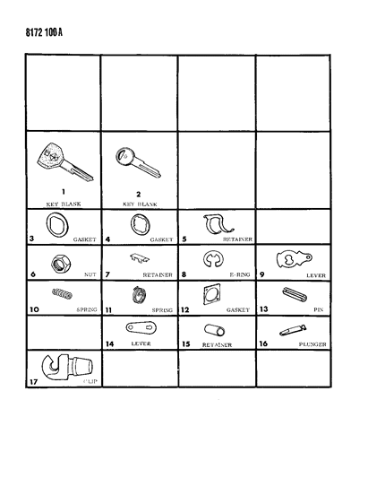 1988 Chrysler Town & Country Cylinder Pkg Lift Gate & D/LI Diagram for 4378518