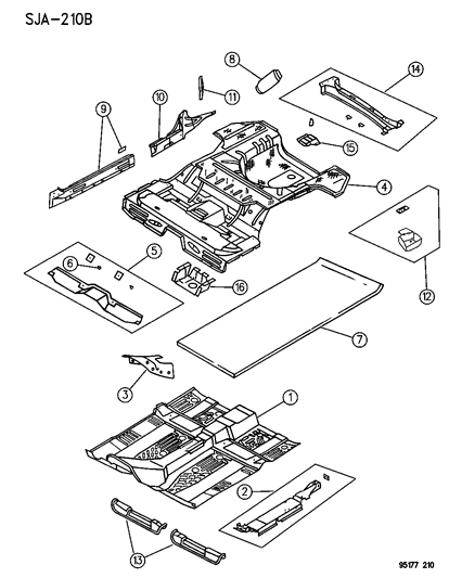 1995 Chrysler Cirrus Floor Pan Front Diagram