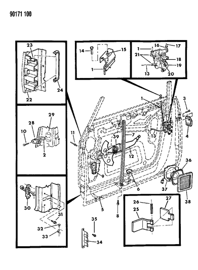 1990 Dodge Omni Front Door Window Regulator, Right Diagram for 5231743