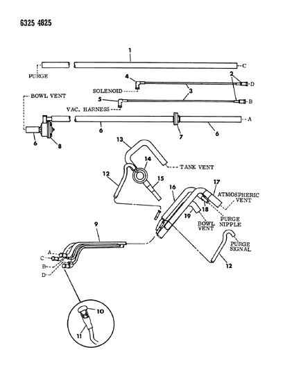 1987 Dodge Dakota Vapor Canister Hose Harness Diagram 1