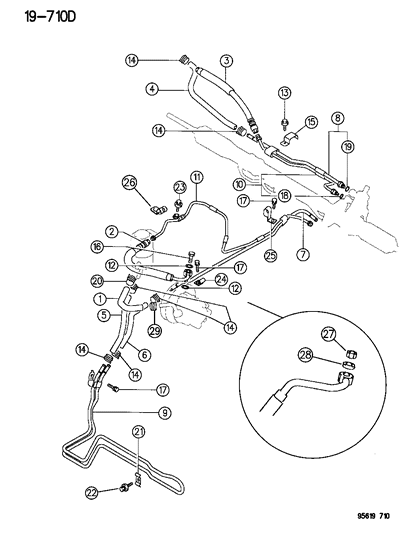 1995 Chrysler Sebring Line Power Steering PRESSU Diagram for MB911566