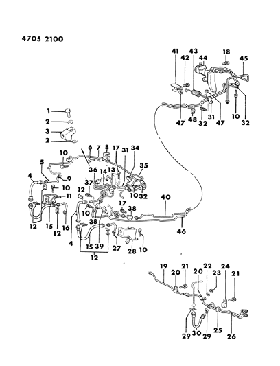 1984 Dodge Ram 50 Lines & Hoses, Brake Diagram 2