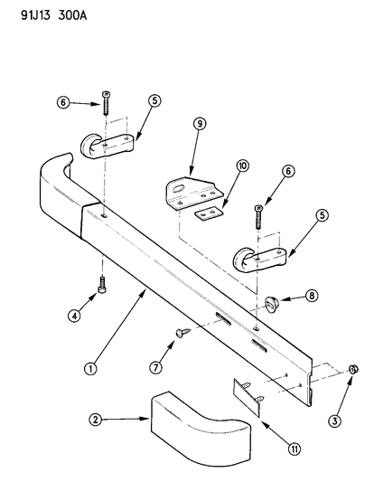 1992 Jeep Wrangler Bumper, Front Diagram