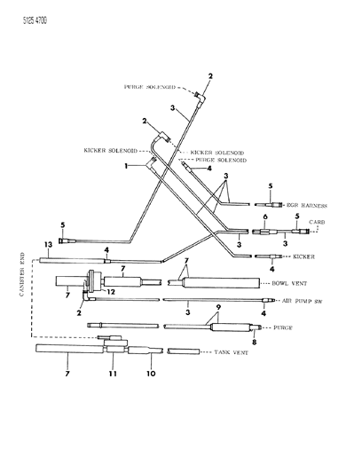 1985 Dodge Daytona Vapor Canister Hose Harness Diagram 1