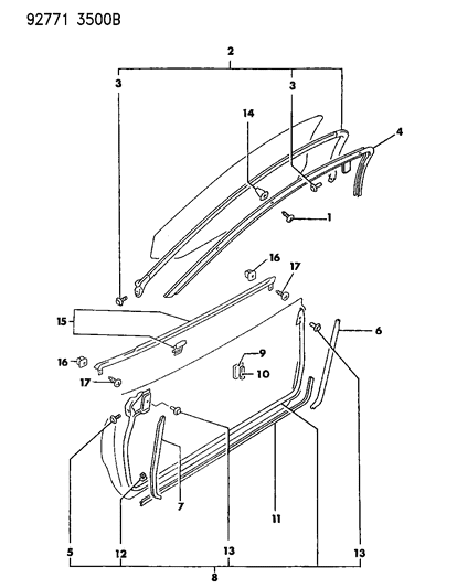 1994 Dodge Stealth Weatherstrip Diagram for MB641311