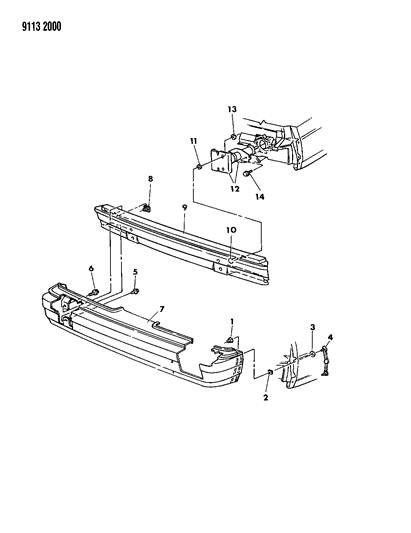 1989 Dodge Aries Bumper, Rear Diagram