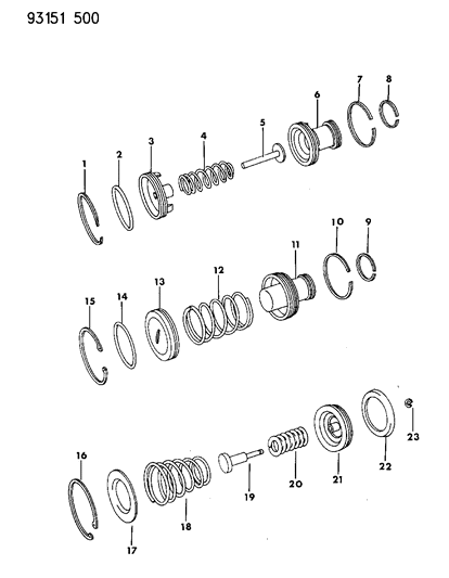 1993 Dodge Spirit Servos - Accumulator Piston & Spring Diagram