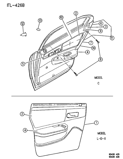 1995 Chrysler Concorde Door Panel - Rear Diagram