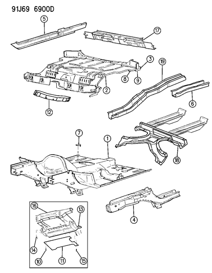 1993 Jeep Grand Wagoneer Pans, Floor Diagram