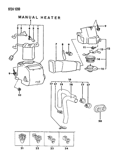 1989 Chrysler Conquest Heater Unit & Heater Plumbing Diagram 2