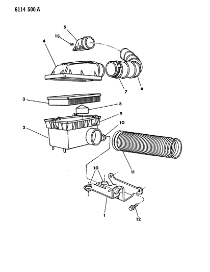1986 Chrysler LeBaron GTS Air Cleaner Diagram 1