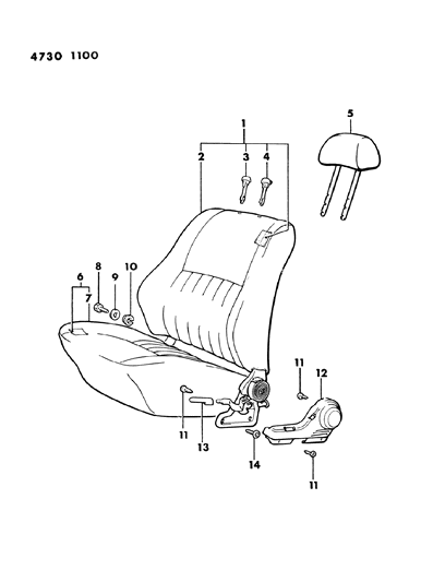 1984 Dodge Colt Front Seat Diagram 1