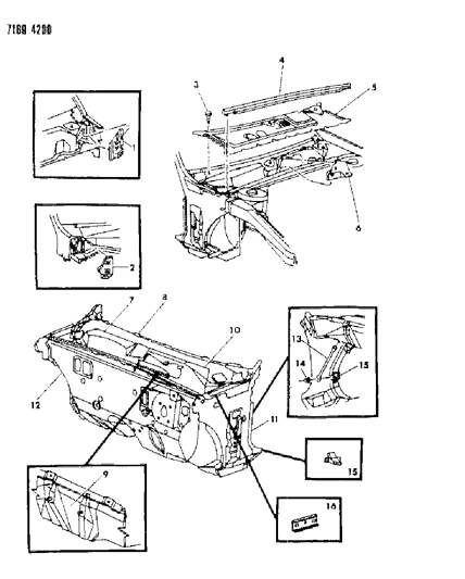 1987 Chrysler LeBaron Cowl & Dash Panel Diagram