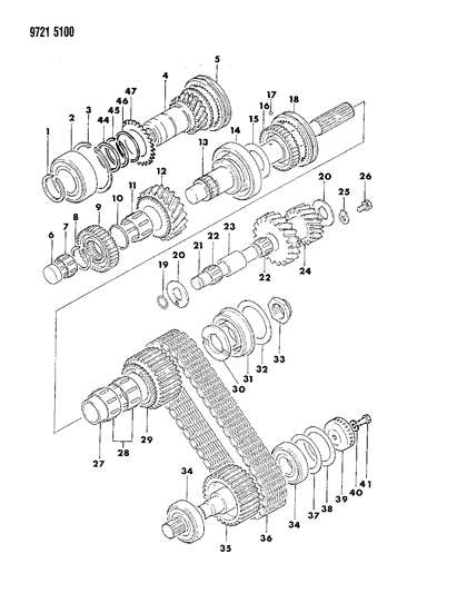 1989 Dodge Raider Power Train Transfer Case Diagram