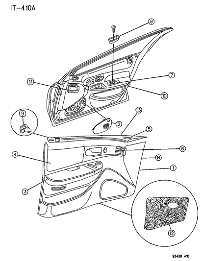 1993 Chrysler Concorde Door Panel - Front Diagram