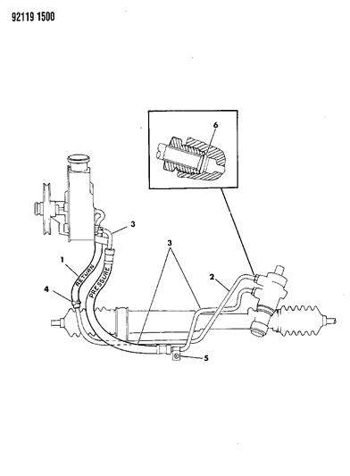 1992 Chrysler Town & Country Power Steering Hoses Diagram