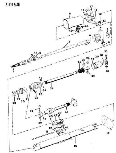 1986 Jeep Grand Wagoneer Housing - Steering Column Lower Diagram 3