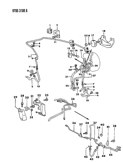 1989 Dodge Ram 50 Lines & Hoses Diagram 2