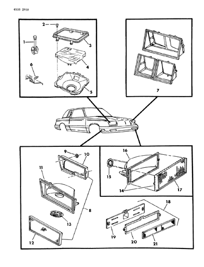 1984 Dodge Daytona Lamps - Front Diagram 1
