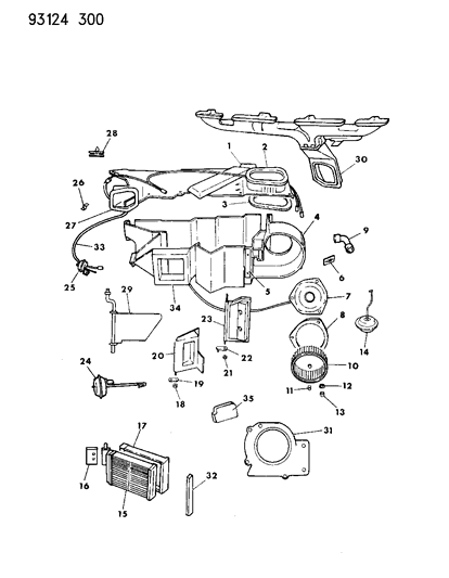 1993 Chrysler LeBaron GTC Heater Unit Diagram