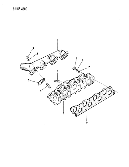 1986 Jeep Comanche Manifolds - Intake & Exhaust Diagram 1