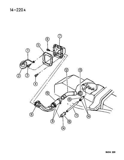 1995 Dodge Dakota Filler Tube, Fuel Tank Diagram