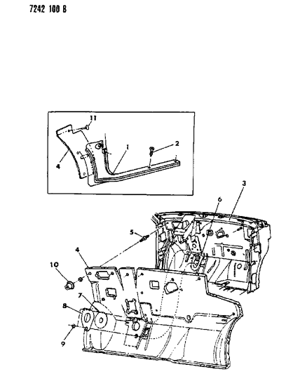 1987 Dodge Caravan Cowl Panel & Silencers Diagram