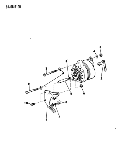 1986 Jeep Comanche Alternator & Mounting Diagram 1