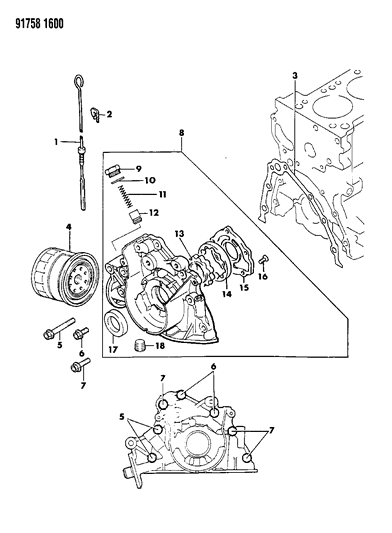 1991 Dodge Colt Oil Pump & Filter Diagram