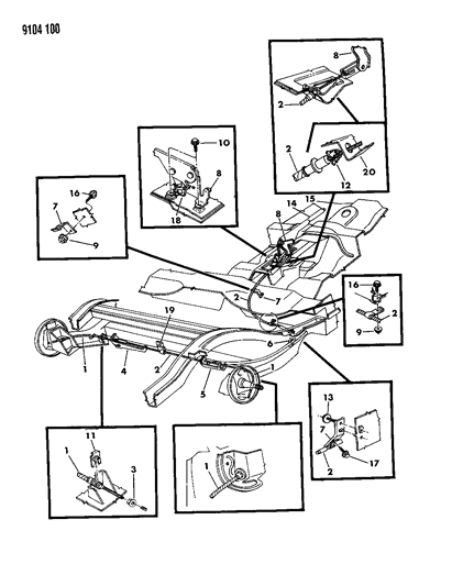 1989 Dodge Omni Lever & Cables, Parking Brake Diagram