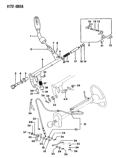 1991 Dodge Ram 50 Controls, Gearshift Diagram