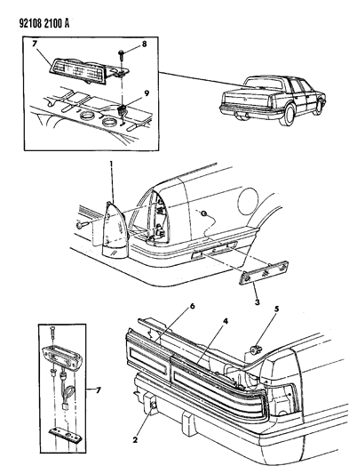1992 Chrysler New Yorker Lamps & Wiring - Rear Diagram