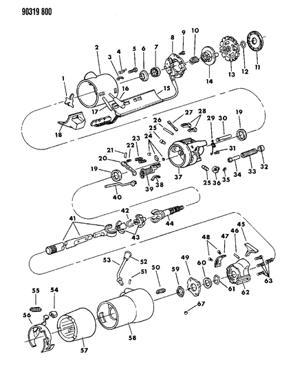 1990 Dodge Ramcharger Column, Steering, Upper With Tilt Diagram