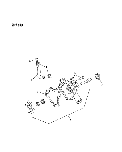 1987 Dodge Caravan Water Pump & Related Parts Diagram 4