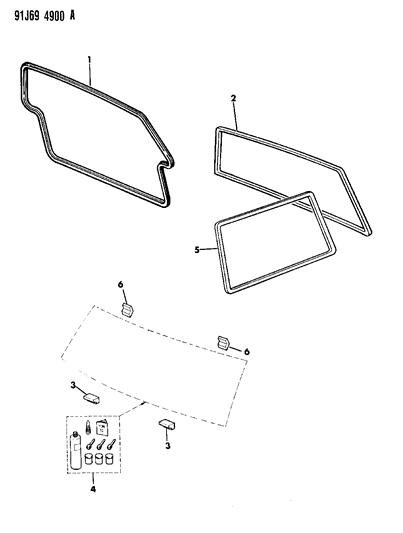 1991 Jeep Cherokee Seals - Window Diagram