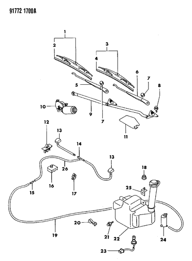 1991 Dodge Stealth Windshield Wiper & Washer System Diagram