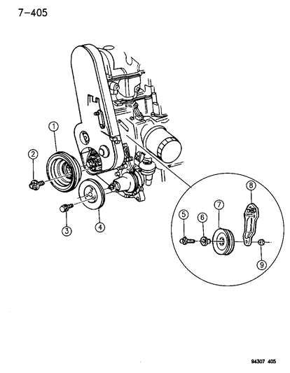 1996 Dodge Dakota Drive Pulleys Diagram 1