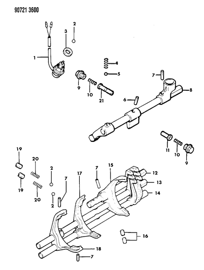 1990 Dodge Ram 50 Control, Shift Diagram 3