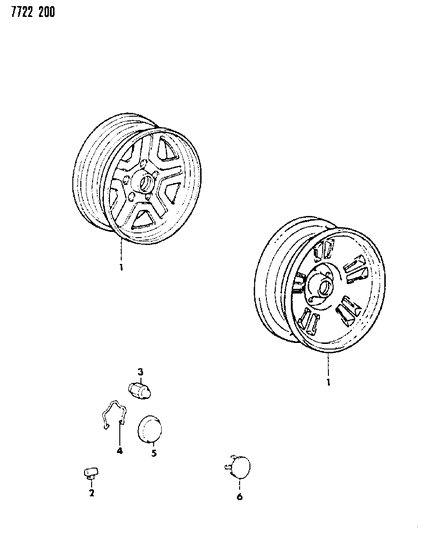 1988 Chrysler Conquest Wheels & Covers Diagram